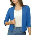 thumbnail image 1 of Wdfiry Women's Cardigan 3/4 Sleeve Lightweight Knit Outerwear Casual Open Front Cropped Cardigan, 1 of 6