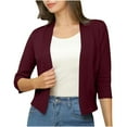 thumbnail image 1 of Wdfiry Women's Cardigan 3/4 Sleeve Lightweight Knit Outerwear Casual Open Front Cropped Cardigan, 1 of 6