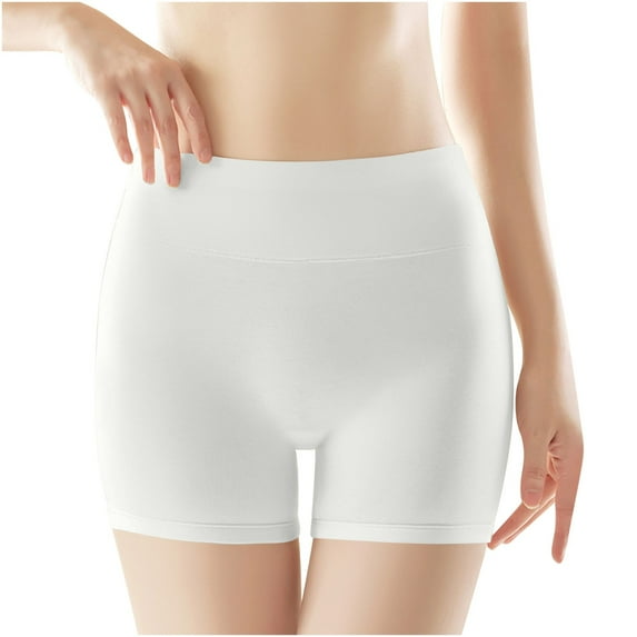 Wdfiry Women's Cotton Boxers Underwear Solid Color Under Dress Panties High Waist Seamless Breathable Underpants