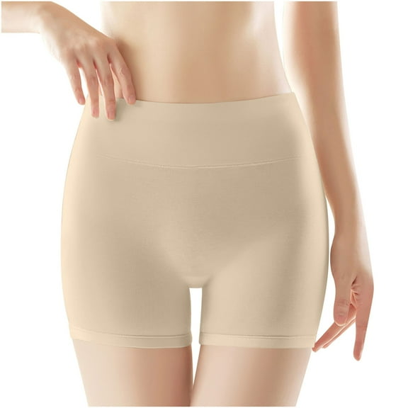 Wdfiry Women's Cotton Boxers Underwear Solid Color Under Dress Panties High Waist Seamless Breathable Underpants