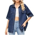 thumbnail image 1 of Wdfiry Women's Denim Jackets Fashion Casual Long Sleeve Solid Color Coat Button Down with Pocket Slim Fit Jean Cardigan Autumn Winter, 1 of 6
