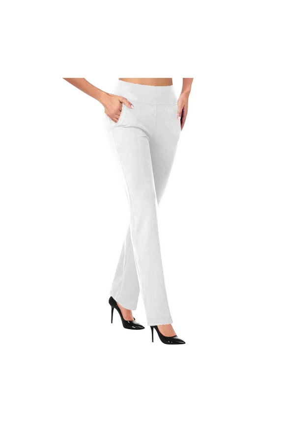 Women's Dress Pants Stretchy Work Slacks Business Casual Straight Leg Pants Bootcut Pull on Trousers with Pockets