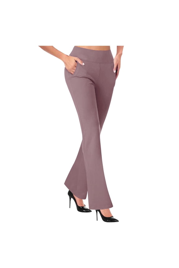 Women's Dress Pants Stretchy Work Slacks Business Casual Straight Leg Pants Bootcut Pull on Trousers with Pockets