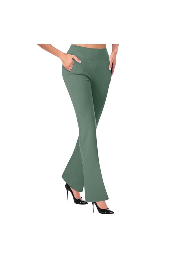 Women's Dress Pants Stretchy Work Slacks Business Casual Straight Leg Pants Bootcut Pull on Trousers with Pockets