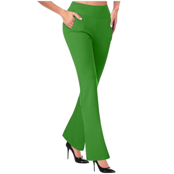 Wdfiry Women's Dress Pants Stretchy Work Slacks Business Casual Straight Leg Pants Bootcut Pull on Trousers with Pockets