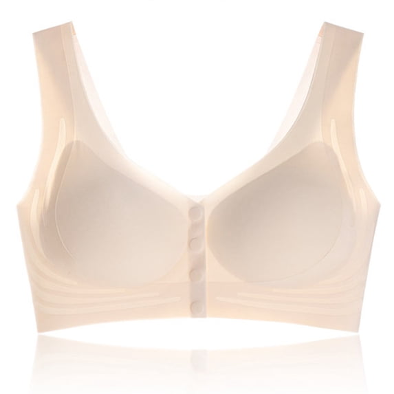 Wdfiry Women's Front Closure Bras Comfort Wide Strap Wireless Push Up Underwear Plus Size Seamless Daily Breathable Bralette
