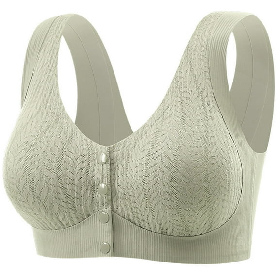 Wdfiry Women's Front Closure Bras Plus Size Breathable Wireless Wide Strap Underwear Seamless Push Up Full Coverage Bralette