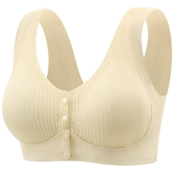 Wdfiry Women's Front Closure Bras Plus Size Breathable Wireless Wide Strap Underwear Seamless Push Up Full Coverage Bralette