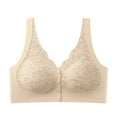 thumbnail image 1 of Wdfiry Women's Gathering Push Up Underwear Bras Sexy Solid Embroidery Wire-Free Front Button Closure Everyday Bralettes Plus Size Comfy Breathable Full Coverage Bras, 1 of 4