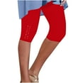 thumbnail image 1 of Ohufall Women's High Waist Yoga Shorts Fashion Casual Solid Color Stretch Tummy Control Yoga Shorts Plus Size Summer Slim Fit Legging Shorts, 1 of 4