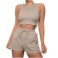 thumbnail image 1 of Wdfiry Women's Lounge Set Two Piece Sleeveless Slim Fit Crop Tank Tops High Waisted Shorts Summer Outfits 2025, 1 of 5