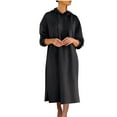 thumbnail image 1 of Wdfiry Women's Midi Dress Solid Color Pullover Hooded Long Sleeve Dress Casual Plus Size Side Slit Sweatshirt Dress, 1 of 6