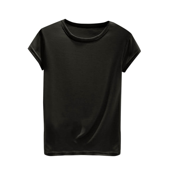 Ohufall Women's Modal Pajama Shirts Summer Soft Breathable Short Sleeve Round Neck Sleep Blouses Fashion Solid Color Lounge Sleepwear Tops