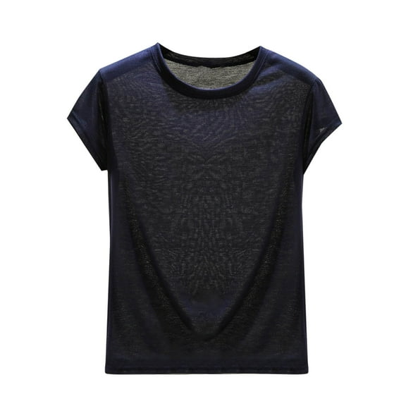 Ohufall Women's Modal Pajama Shirts Summer Soft Breathable Short Sleeve Round Neck Sleep Blouses Fashion Solid Color Lounge Sleepwear Tops