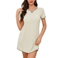 thumbnail image 1 of Wdfiry Women's Nightgown Short Sleeve V Neck Sleep Shirt Plus Size Loose Casual Sleepwear T-shirt Short Nightdress, 1 of 4