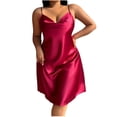 thumbnail image 1 of Wdfiry Women's Nightgown Solid Color Silk Satin Spaghetti Strap Nightshirt Plus Size Sleeveless Homewear Nightdress, 1 of 3