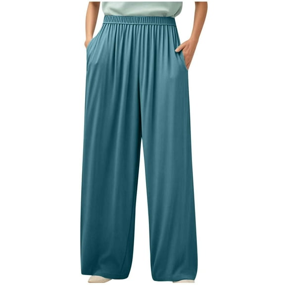 Wdfiry Women's Pajama Pants, Baggy Wide Leg Soft Comfy Sleepwear Trousers, Elastic Waist Plus Size Casual Pj Bottoms Slacks with Pockets, L-4XL