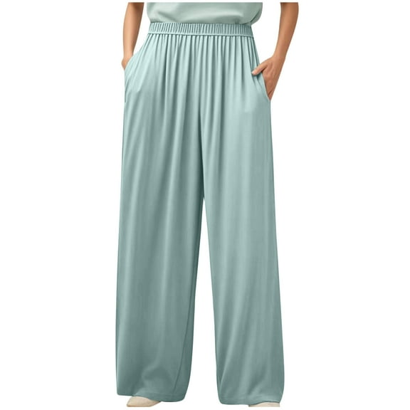 Wdfiry Women's Pajama Pants, Baggy Wide Leg Soft Comfy Sleepwear Trousers, Elastic Waist Plus Size Casual Pj Bottoms Slacks with Pockets, L-4XL