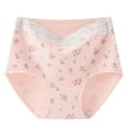 thumbnail image 1 of Wdfiry Women's Panties Plus Size Splicing Lace Printing Cotton Underwear High Waist Soft Seamless Breathable Briefs, 1 of 7