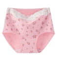 thumbnail image 1 of Wdfiry Women's Panties Plus Size Splicing Lace Printing Cotton Underwear High Waist Soft Seamless Breathable Briefs, 1 of 7