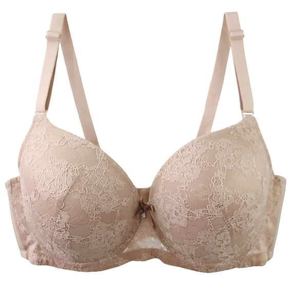 Wdfiry Women's Plus Size Bras Sexy Solid Gathering Push Up Everyday Bra Soft Breathable Full Coverage Support Bralettes Comfortable No Steel Rims Underwear for Women