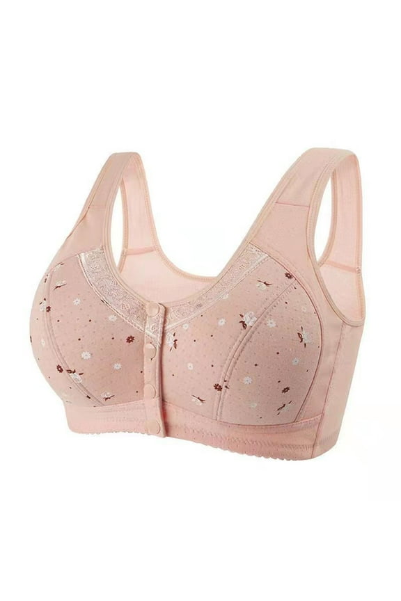 Women's Plus Size Daily Bra Push Up Bras No Underwire High Support Front Closure Front Snaps Full Coverage Easy Close Bras