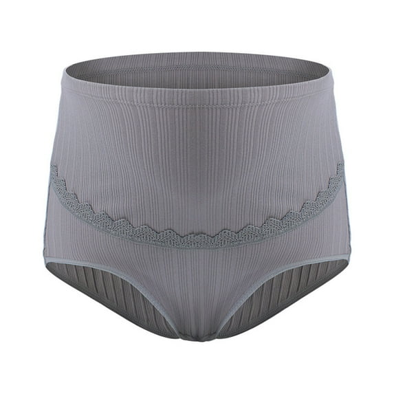 Ohufall Women's Plus Size Maternity Underwear Stretchy Breathable Solid Color High Waist Skin-Friendly Brief Stretchy Full Coverage Pregnancy Panty