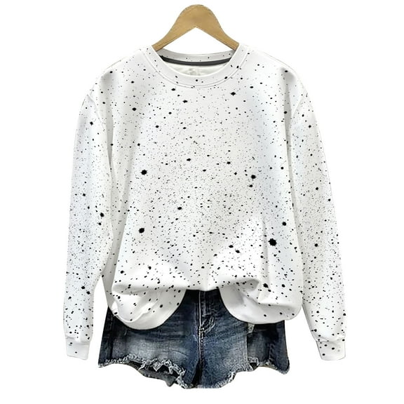 Wdfiry Women's Plus Size Sweatshirts Oversized Printing Pullover Tops Crewneck Long Sleeve Casual Fall Winter Sweatshirts