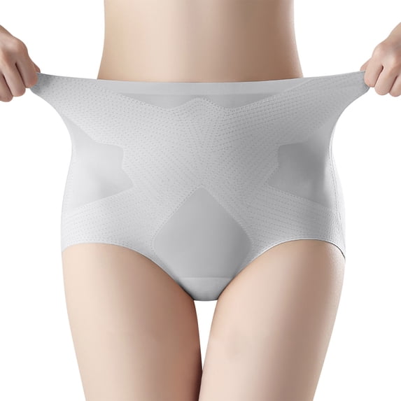Ohufall Women's Seamless High Waist Briefs Underwear Breathable Solid Color Stretchy Tummy Control Panty Comfortable Hip Lift Full Coverage Briefs