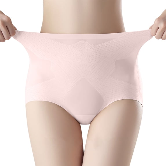 Ohufall Women's Seamless High Waist Briefs Underwear Breathable Solid Color Stretchy Tummy Control Panty Comfortable Hip Lift Full Coverage Briefs