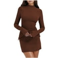thumbnail image 1 of Wdfiry Women's Sexy Dress Long Sleeve Crew Neck Dress for Womens Slim Fit Stretchy Casual Mini Dresses, 1 of 9