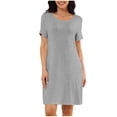 thumbnail image 1 of Wdfiry Women's Sleepwear Nightgown Solid Color Round Neck Nightshirt Loose Short Sleeve Casual Loungewear, 1 of 5