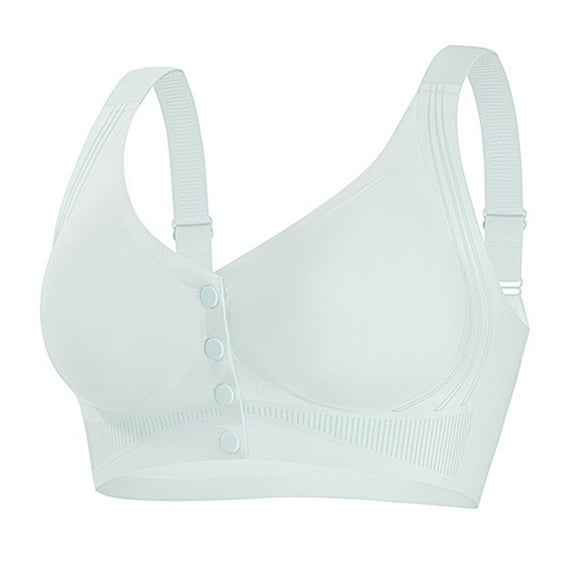 Wdfiry Women's Solid Color Bra Thin Front Closure Full Coverage Underwear Plus Size Wireless Push-Up T-Shirt Bras