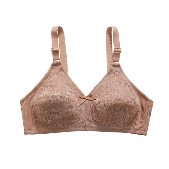 Wdfiry Women's Solid Color Underwear Wireless Lace Floral Bras Seamless Breathable Push Up Bras