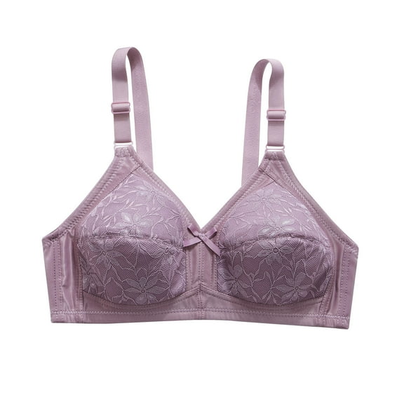 Wdfiry Women's Solid Color Underwear Wireless Lace Floral Bras Seamless Breathable Push Up Bras