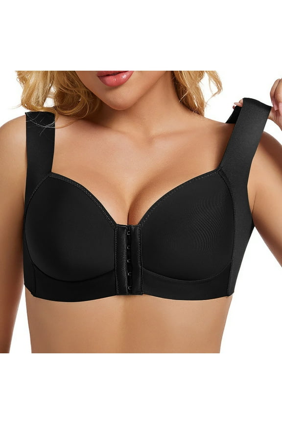 Women's Sports Bra Front Closure Wide Strap Push Up Bra Plus Size Full Coverage Thin Breathable Bras L-7XL