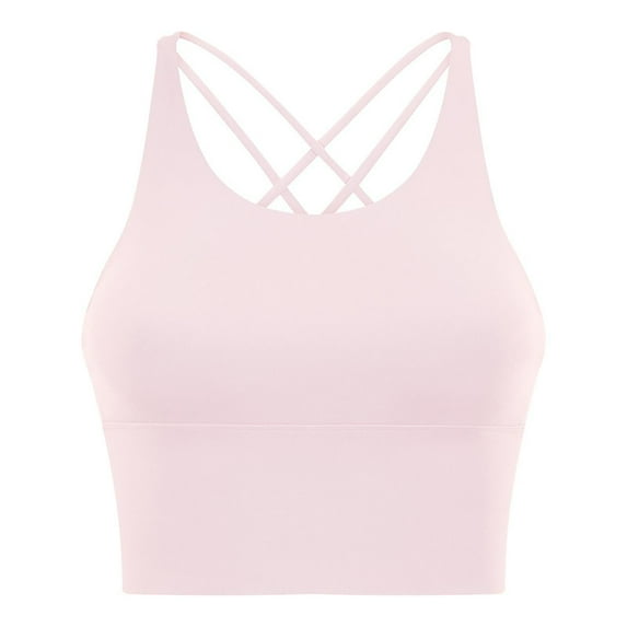 Wdfiry Women's Sports Tshirt Bras Wireless Criss-cross Strappy Back Workout Bras High Impact Support Yoga Full Coverage Bras