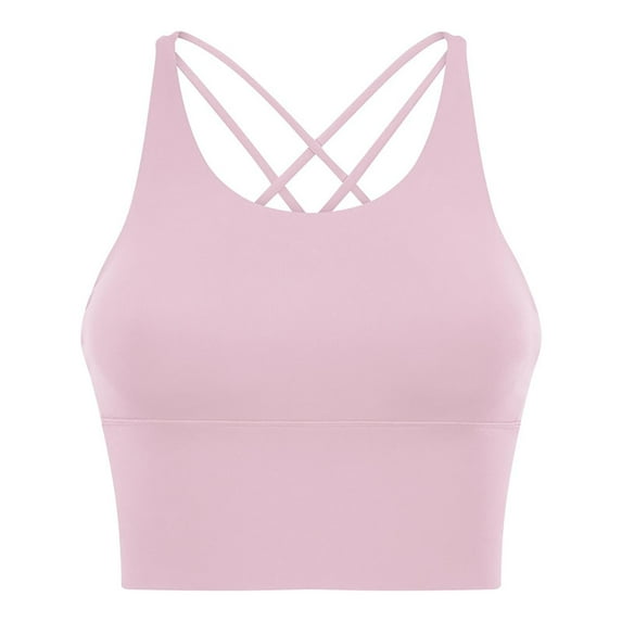 Wdfiry Women's Sports Tshirt Bras Wireless Criss-cross Strappy Back Workout Bras High Impact Support Yoga Full Coverage Bras