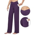 thumbnail image 1 of Wdfiry Women's Straight Yoga Pants with Pockets V Crossover High Waisted Sport Yoga Pants Elastic Waist Gym Workout Pants, 1 of 7