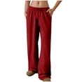 thumbnail image 1 of Wdfiry Women's Sweatpants Wide Leg Drawstring Comfy Loose Pants Casual Workout Athletic Trousers with Pockets, 1 of 8