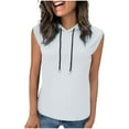 thumbnail image 1 of Ohufall Women's Tank Tops Fashion Casual Solid Color Drawstring Sleeveless Hooded Blouses Summer Lightweight Workout Sleeveless Tops, 1 of 6