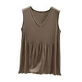 thumbnail image 1 of Ohufall Women's Tank Tops Fashion Solid Color Loose V-neck Sleeveless Shirts Summer Casual Ruffled Hem Sleeveless Tops, 1 of 6