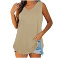 thumbnail image 1 of Ohufall Women's Tank Tops Summer Fashion Casual Side Split Sleeveless Shirts Women's Ladies Solid Color V-neck Sleeveless Tunic Tops, 1 of 4