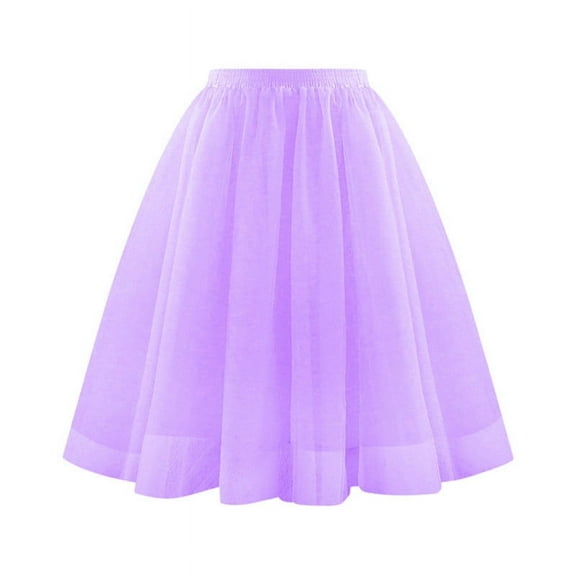 Wdfiry Women's Tutu Skirts Fashion Casual Solid Elastic Waist Mesh Short Skirt Summer Comfy High Waist Pleated Mini Skirt