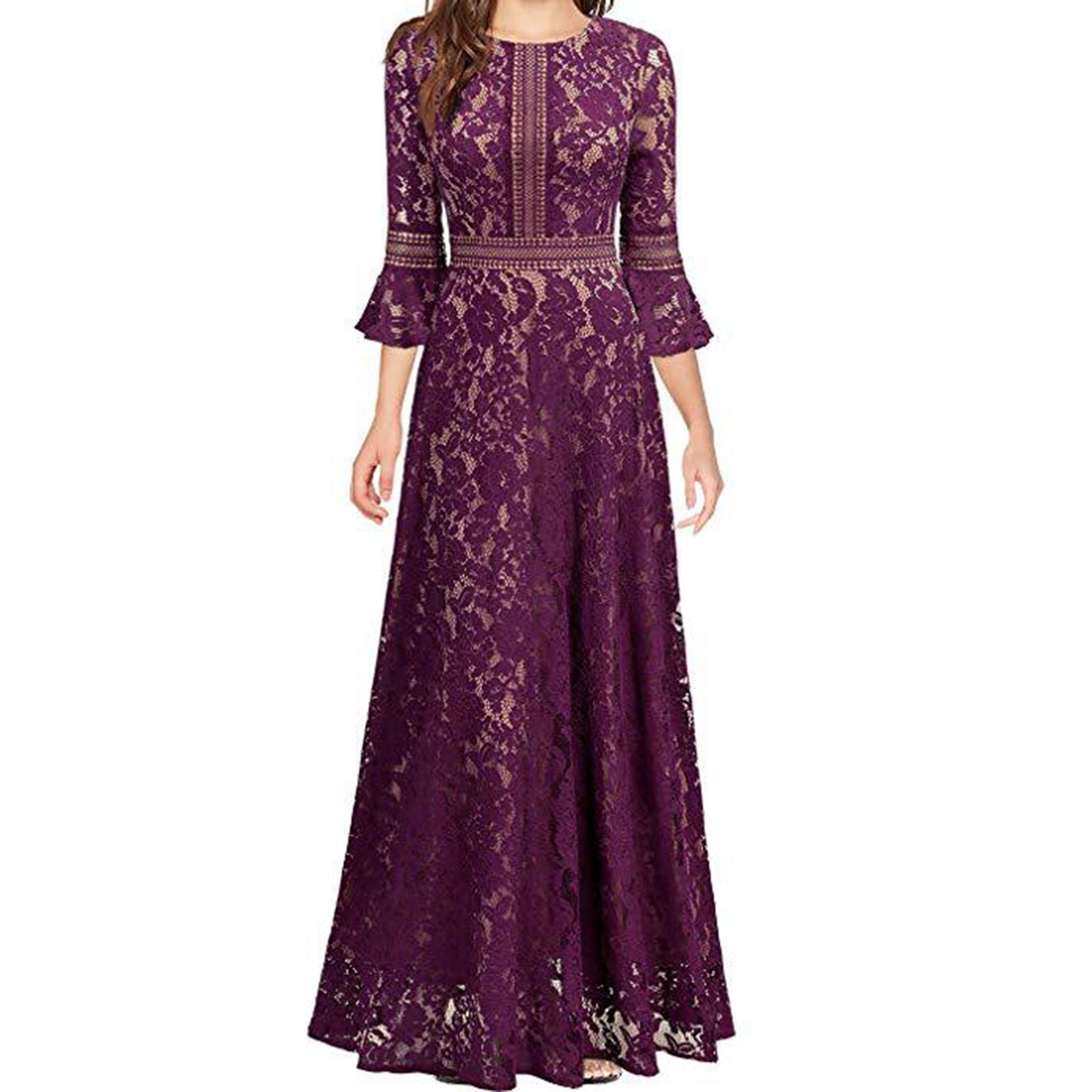 Elegant Lace Long Sleeve Bodycon Party Evening Dress Women Half High Neck