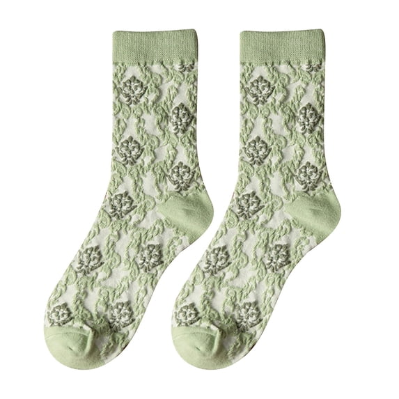 Wdfiry Women's Vintage Cotton Socks, Three-dimensional Green Socks, Easter Socks, Harajuku Style Socks
