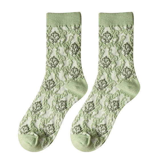 Wdfiry Women's Vintage Cotton Socks, Three-dimensional Green Socks, Easter Socks, Harajuku Style Socks