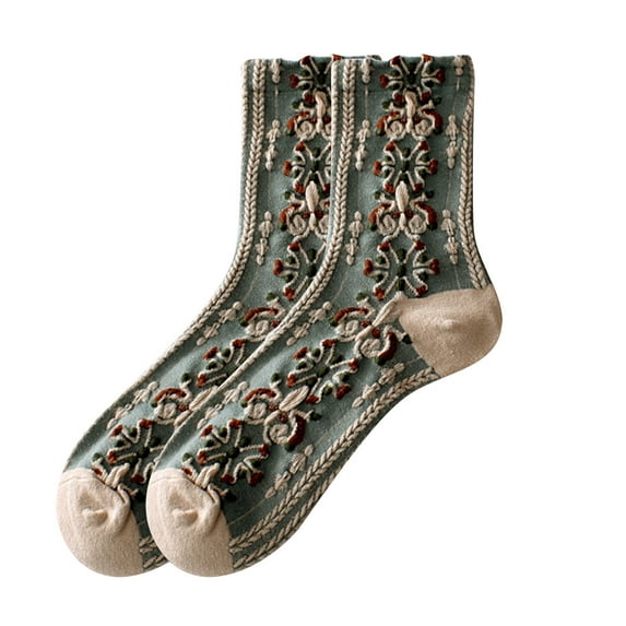 Wdfiry Women's Vintage Cotton Socks, Three-dimensional Green Socks, Easter Socks, Harajuku Style Socks