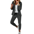 thumbnail image 1 of Wdfiry Womens 2 Piece Blazer Suit Sets Solid Color Long Sleeve Open Front Jacket and Drawstring Pants Sets Casual Business Outfit Set, 1 of 4