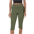 thumbnail image 1 of Ohufall Womens Capris with Pockets Fashion Casual Solid Color Elastic Loose Capri Pants Stretch Straight Capri Leggings, 1 of 4